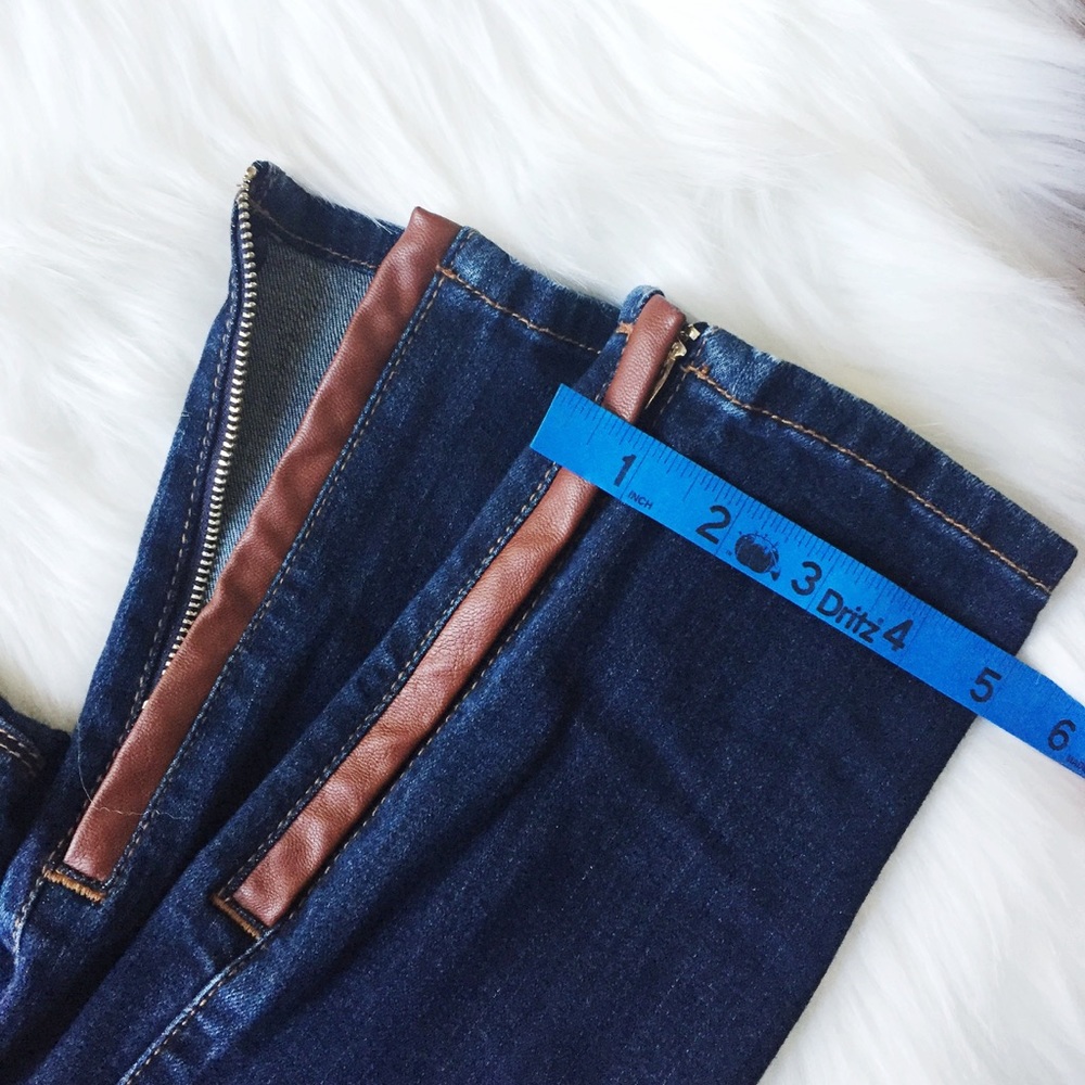WHBM Skinny Jeans with Leather Detail. - Picture 3 of 8
